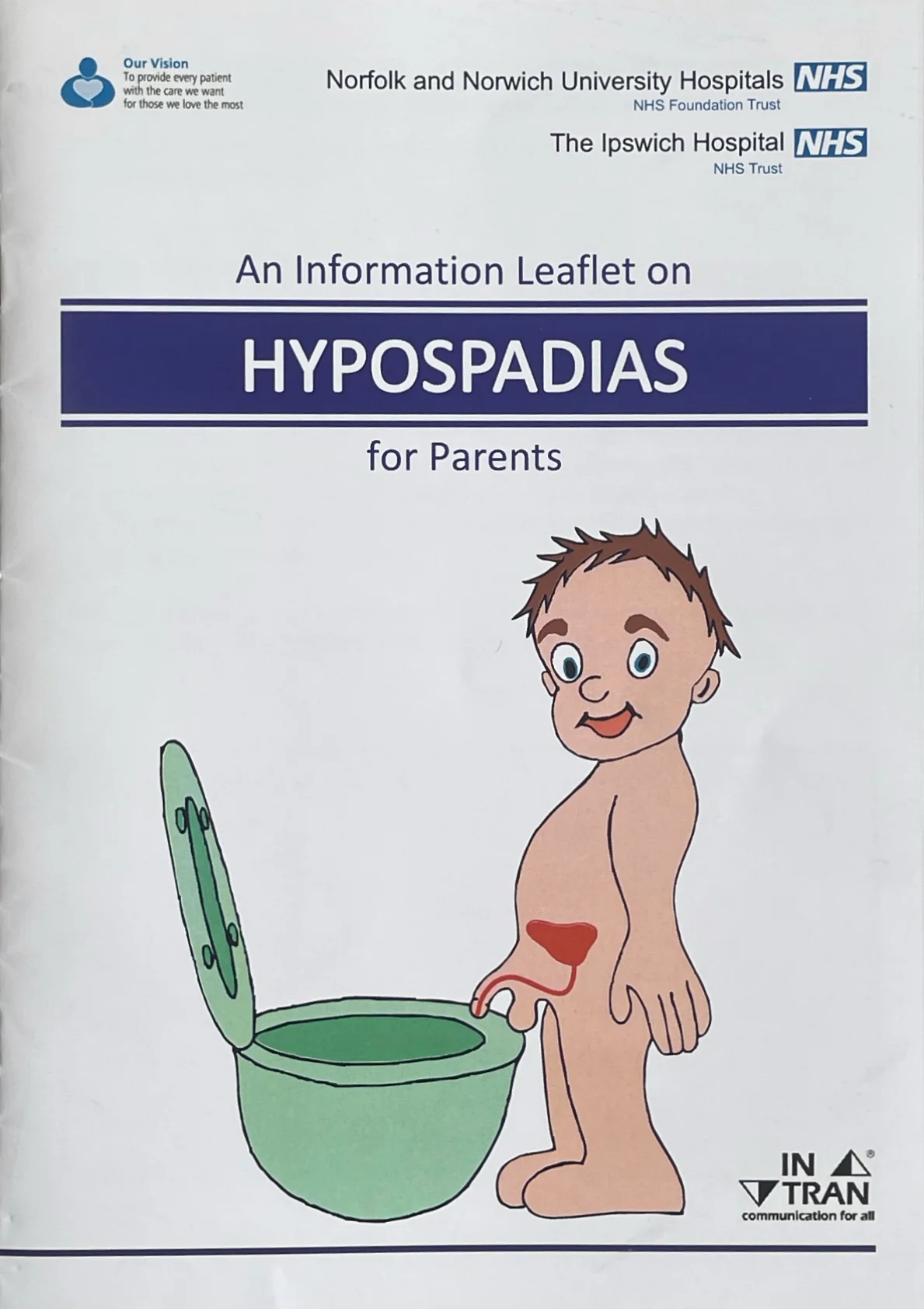 Cover of an NHS information leaflet on hypospadias for parents
